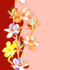 Fototapeta na wymiar Field flowers seamless garland