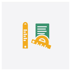 Ruler concept 2 colored icon. Isolated orange and green Ruler vector symbol design. Can be used for web and mobile UI/UX