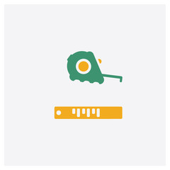 Measure tape concept 2 colored icon. Isolated orange and green Measure tape vector symbol design. Can be used for web and mobile UI/UX