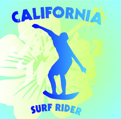 California surfer print and embroidery graphic design vector art