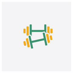 One Dumbbell concept 2 colored icon. Isolated orange and green One Dumbbell vector symbol design. Can be used for web and mobile UI/UX