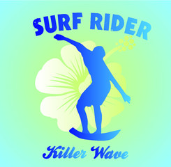 California surfer print and embroidery graphic design vector art