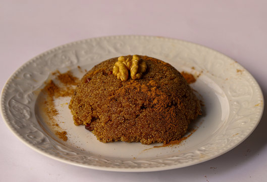 Turkish style semolina halva dessert.
