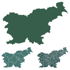 Slovenia map outline administrative regions vector template for infographic design. Administrative borders.