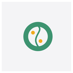 Yin yang concept 2 colored icon. Isolated orange and green Yin yang vector symbol design. Can be used for web and mobile UI/UX