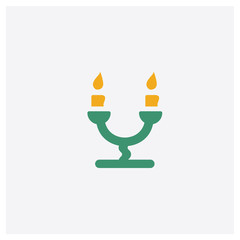 Candelabra concept 2 colored icon. Isolated orange and green Candelabra vector symbol design. Can be used for web and mobile UI/UX