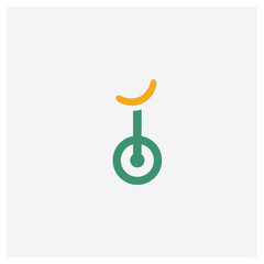 Unicycle concept 2 colored icon. Isolated orange and green Unicycle vector symbol design. Can be used for web and mobile UI/UX