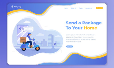 Illustration of a courier sending packages on landing page concept