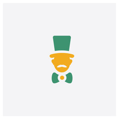 Magician concept 2 colored icon. Isolated orange and green Magician vector symbol design. Can be used for web and mobile UI/UX