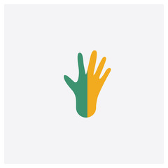 Obraz premium Hand concept 2 colored icon. Isolated orange and green Hand vector symbol design. Can be used for web and mobile UI/UX