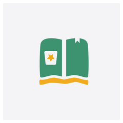 Magic book concept 2 colored icon. Isolated orange and green Magic book vector symbol design. Can be used for web and mobile UI/UX