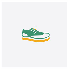Shoes concept 2 colored icon. Isolated orange and green Shoes vector symbol design. Can be used for web and mobile UI/UX