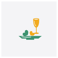 Romantic dinner concept 2 colored icon. Isolated orange and green Romantic dinner vector symbol design. Can be used for web and mobile UI/UX