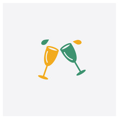 Cheers concept 2 colored icon. Isolated orange and green Cheers vector symbol design. Can be used for web and mobile UI/UX