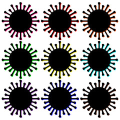 Set from the black silhouettes viral bacteria and microbes on a white background. For use on the theme of coronavirus, covid19. Place for an inscription, text or slogan. Vector illustration. 