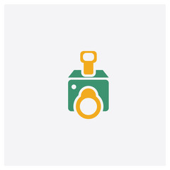 Camera concept 2 colored icon. Isolated orange and green Camera vector symbol design. Can be used for web and mobile UI/UX