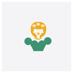 Bride concept 2 colored icon. Isolated orange and green Bride vector symbol design. Can be used for web and mobile UI/UX