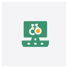 Computer concept 2 colored icon. Isolated orange and green Computer vector symbol design. Can be used for web and mobile UI/UX