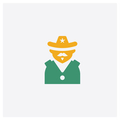 Sheriff concept 2 colored icon. Isolated orange and green Sheriff vector symbol design. Can be used for web and mobile UI/UX