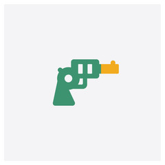 Revolver concept 2 colored icon. Isolated orange and green Revolver vector symbol design. Can be used for web and mobile UI/UX