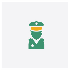 Policeman concept 2 colored icon. Isolated orange and green Policeman vector symbol design. Can be used for web and mobile UI/UX