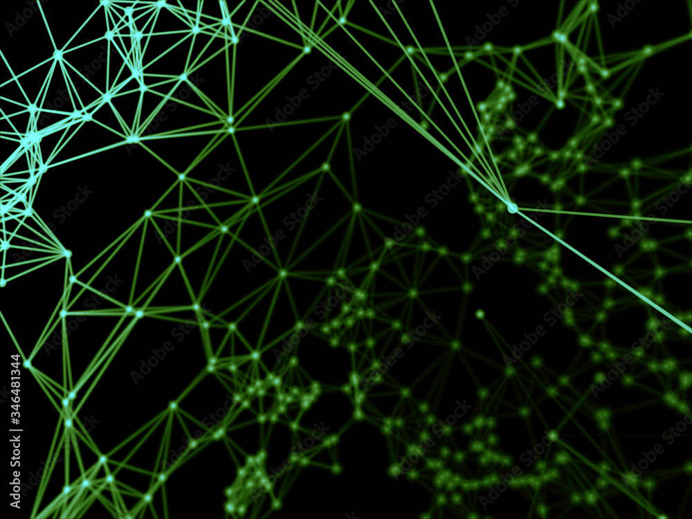 Wall mural abstract sphere geometry orb and polygonal lines and dots. futuristic technology (super high resolut