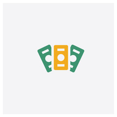 Money concept 2 colored icon. Isolated orange and green Money vector symbol design. Can be used for web and mobile UI/UX