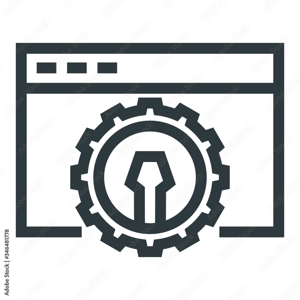 Wall mural programming black line icons on white background