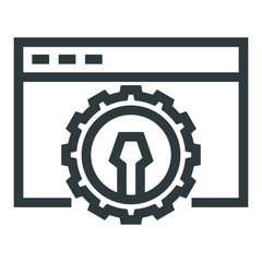 programming black line icons on white background