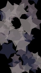 Gray translucent stars on a dark background. Orange tones. 3D illustration