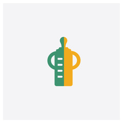 Feeding bottle concept 2 colored icon. Isolated orange and green Feeding bottle vector symbol design. Can be used for web and mobile UI/UX