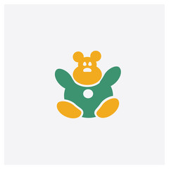 Teddy bear concept 2 colored icon. Isolated orange and green Teddy bear vector symbol design. Can be used for web and mobile UI/UX