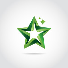 Obraz premium Green star icon. Vector Illustration