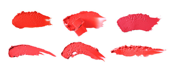Texture and Stroke of Red Lipstick on white Background