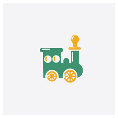 Fototapeta premium Train concept 2 colored icon. Isolated orange and green Train vector symbol design. Can be used for web and mobile UI/UX