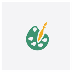 Painter concept 2 colored icon. Isolated orange and green Painter vector symbol design. Can be used for web and mobile UI/UX
