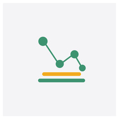 Pie chart concept 2 colored icon. Isolated orange and green Pie chart vector symbol design. Can be used for web and mobile UI/UX