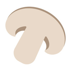 Italian food: fresh brown beige champignon mushroom flat vector illustration. Pizza ingredient. For restaurant, farmers market, grocery, vegan shop advertisement, menu decor, website banners