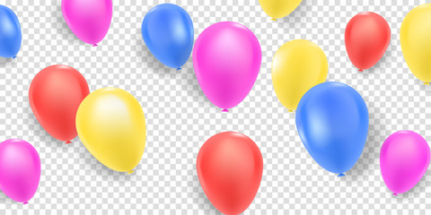 Colorful balloons, isolated on a transparent background.
