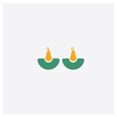 Earrings concept 2 colored icon. Isolated orange and green Earrings vector symbol design. Can be used for web and mobile UI/UX