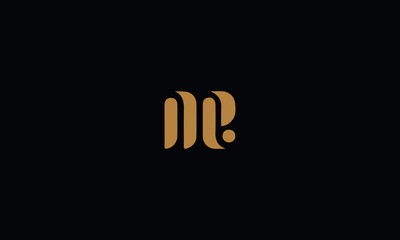 Letter NE with cuts abstract alphabet, font, text, typography, initials design in gold color with black background icon for the logo