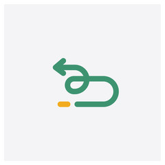 Left concept 2 colored icon. Isolated orange and green Left vector symbol design. Can be used for web and mobile UI/UX