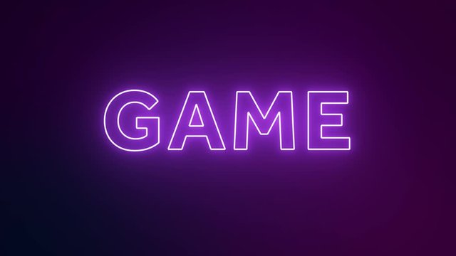 Game neon sign banner background for promo video. concept of Gaming