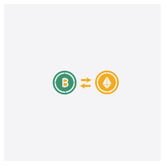 Money transfer concept 2 colored icon. Isolated orange and green Money transfer vector symbol design. Can be used for web and mobile UI/UX