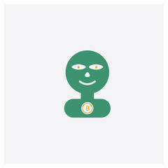 Hacker concept 2 colored icon. Isolated orange and green Hacker vector symbol design. Can be used for web and mobile UI/UX
