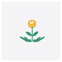 Growth concept 2 colored icon. Isolated orange and green Growth vector symbol design. Can be used for web and mobile UI/UX