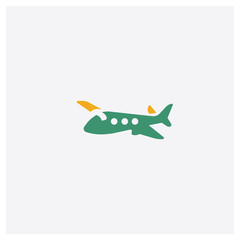 Airplane concept 2 colored icon. Isolated orange and green Airplane vector symbol design. Can be used for web and mobile UI/UX