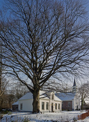 Rectory and church Wilhelminaoord. Maatschappij van Weldadigheid Frederiksoord. Drenthe. Netherlands