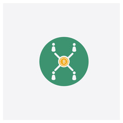Bitcoin concept 2 colored icon. Isolated orange and green Bitcoin vector symbol design. Can be used for web and mobile UI/UX