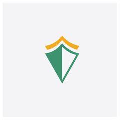 Shield concept 2 colored icon. Isolated orange and green Shield vector symbol design. Can be used for web and mobile UI/UX